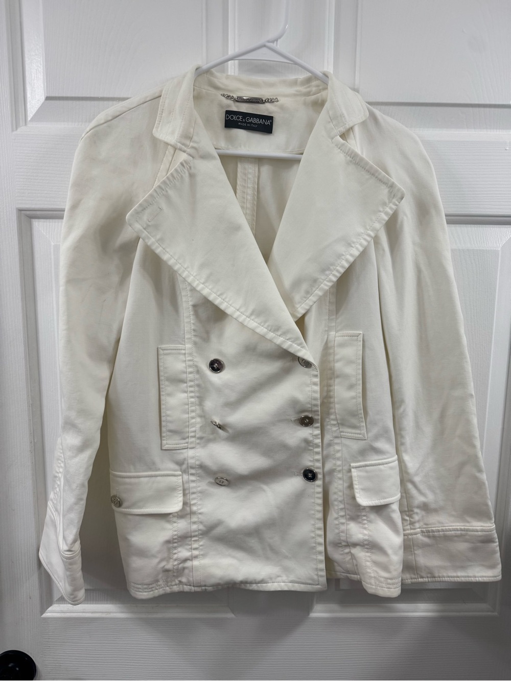 Dolce & Gabbana Off-White Double-Breasted Trench Blazer